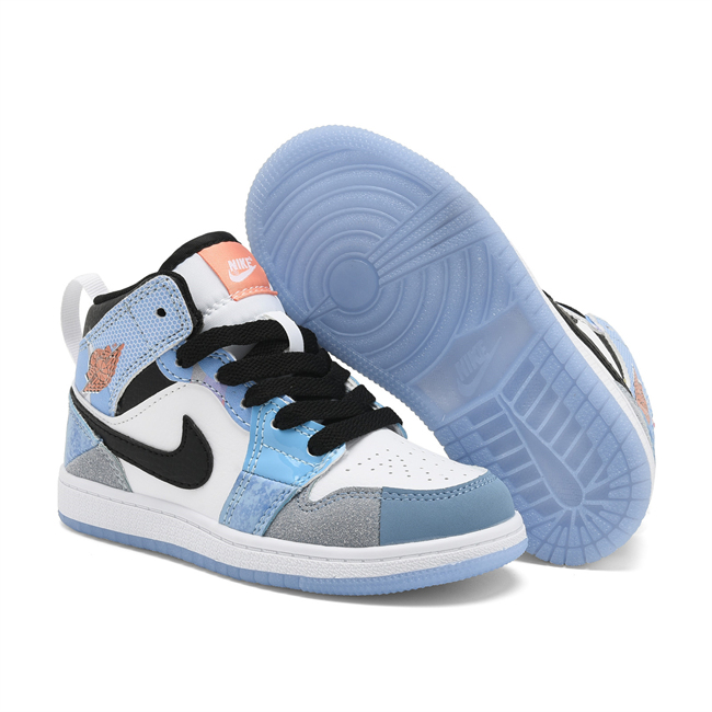 Youth Running Weapon Air Jordan 1 Blue/White Shoes 0685